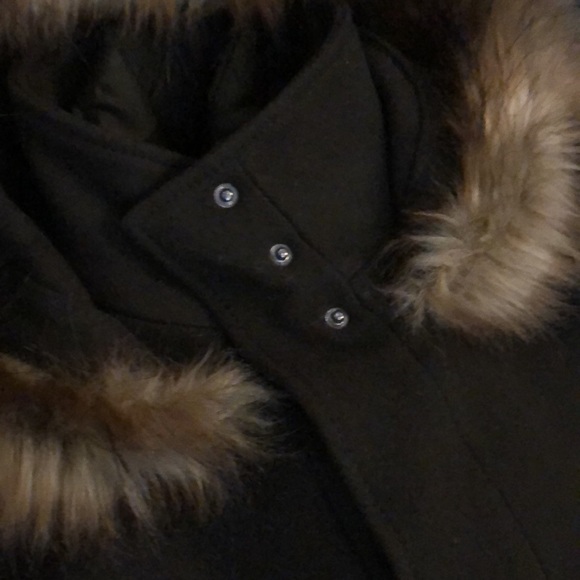 VINCE CAMUTO Hooded Faux Fur 3/4 Length 50 Percent Wool Coat XL - Picture 6 of 10